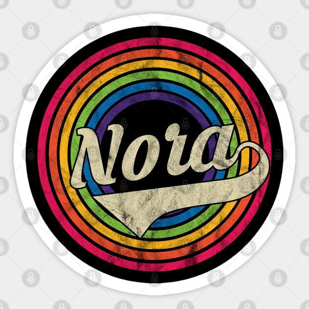 Nora - Retro Rainbow Faded-Style Sticker by MaydenArt